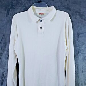 Vtg Birdwell Beach Britches Men's Small White Terry Cloth Polo L/S Shirl Surf